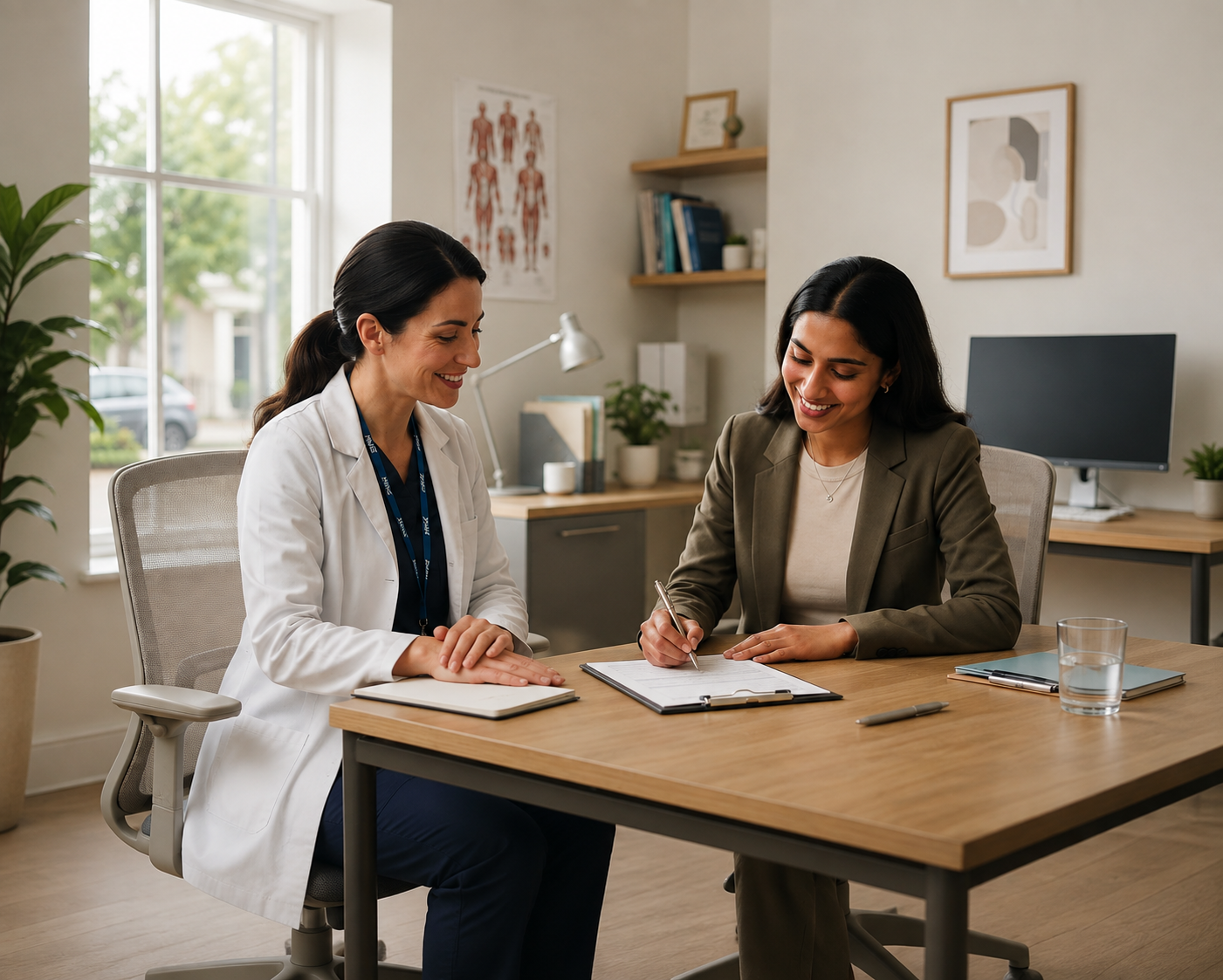 Clinician discussing care with a patient