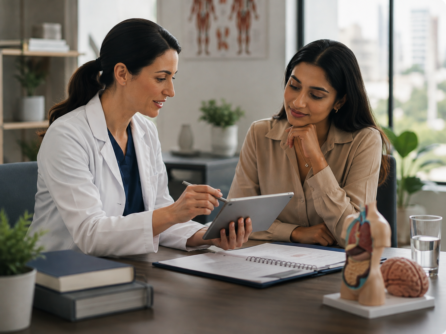 Clinicians learning together in a medical setting